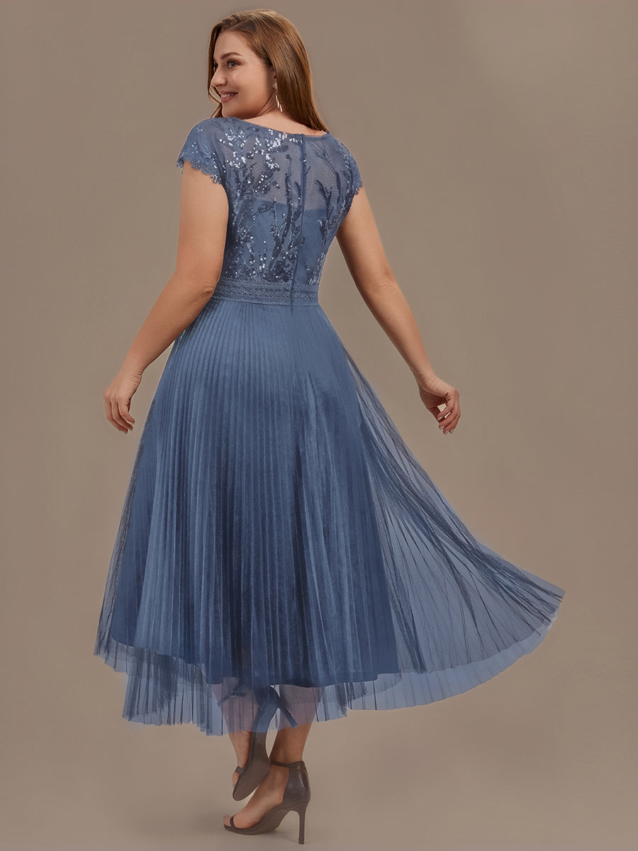 Plus Size Glitter A-Line Wedding Guest Dress