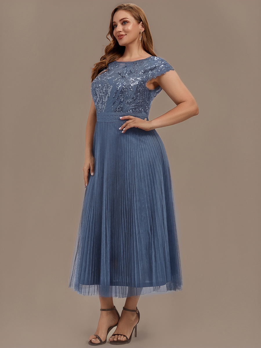 Plus Size Glitter A-Line Wedding Guest Dress