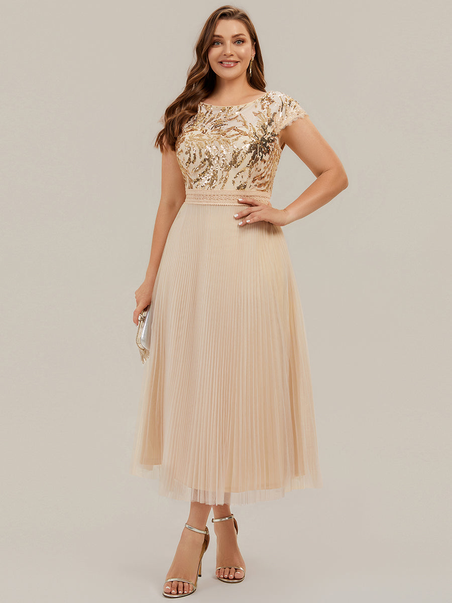 Plus Size Glitter A-Line Wedding Guest Dress