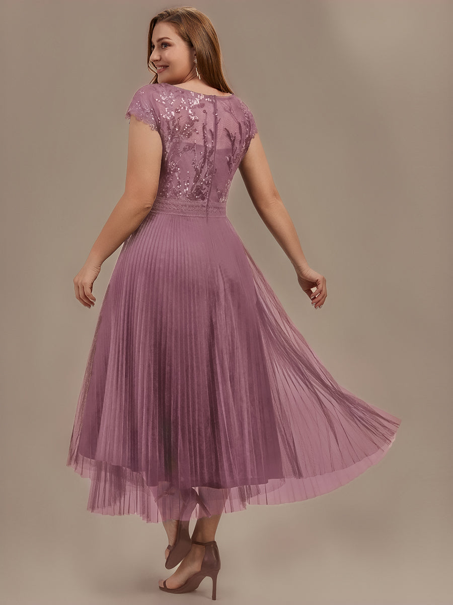 Plus Size Glitter A-Line Wedding Guest Dress