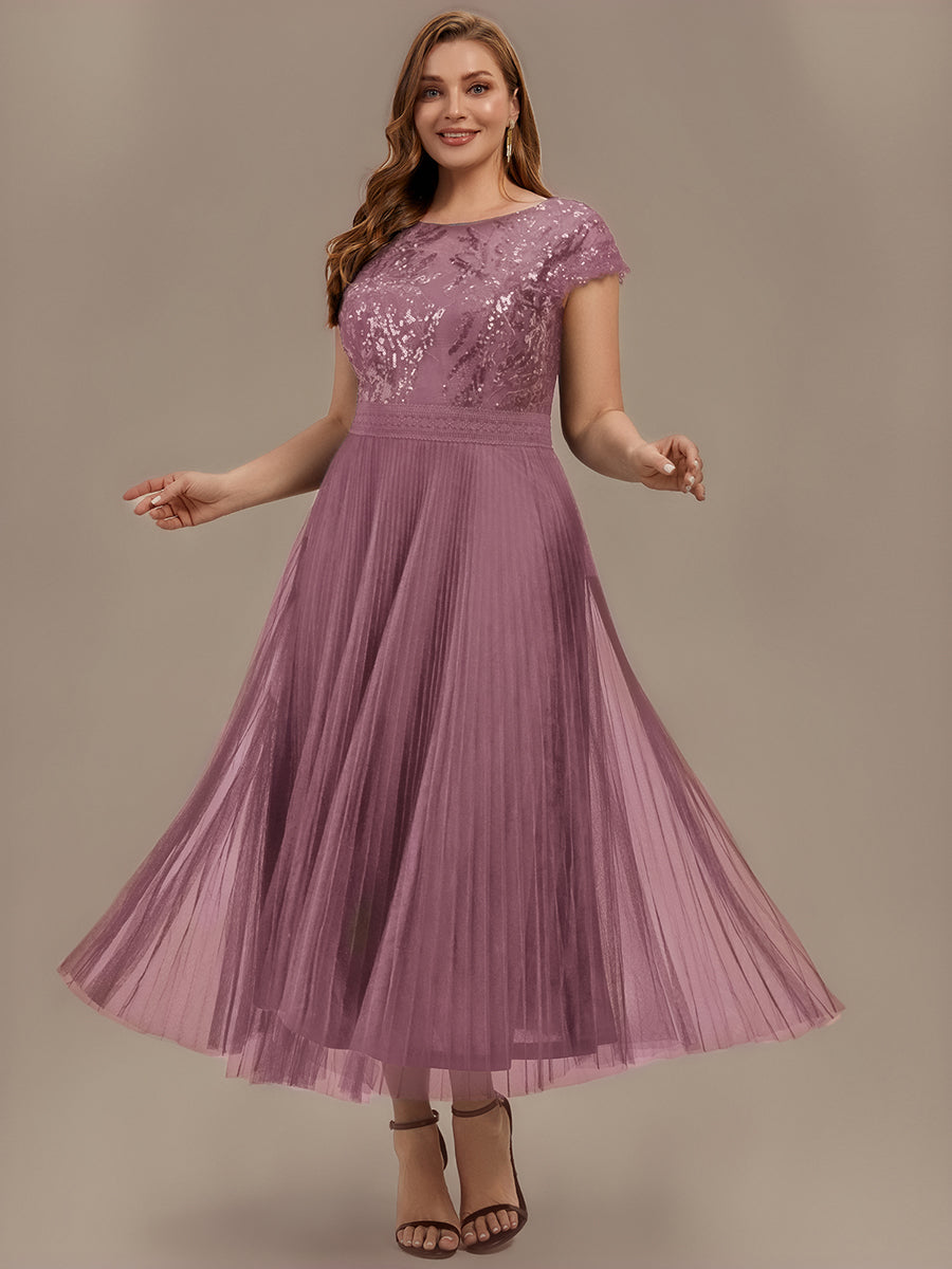 Plus Size Glitter A-Line Wedding Guest Dress