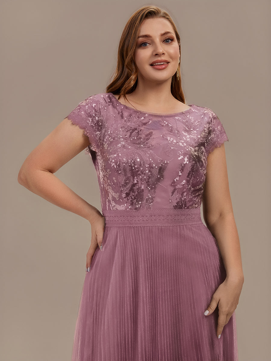 Plus Size Glitter A-Line Wedding Guest Dress