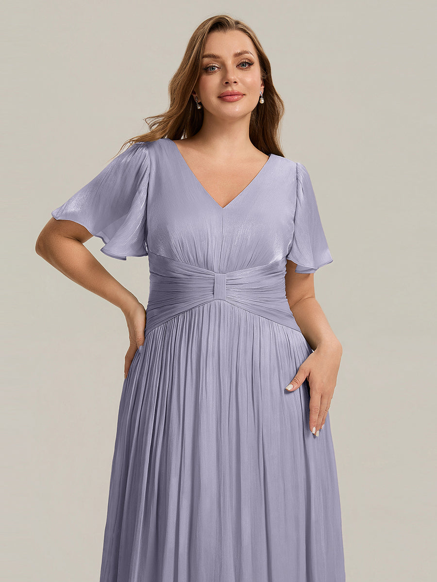 Plus Size Gathered Sea-island Wedding Guest Dress