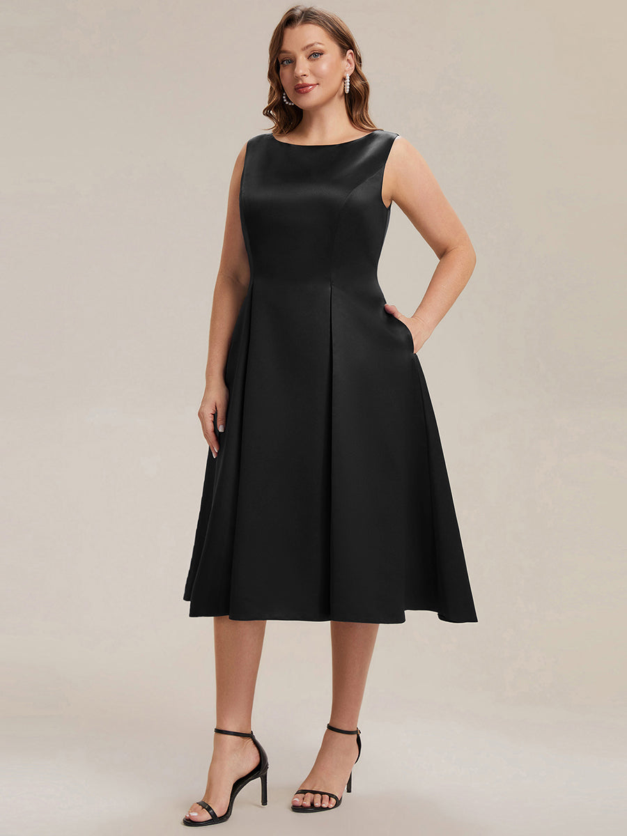 Plus Size Pocket Satin Wedding Guest Dress