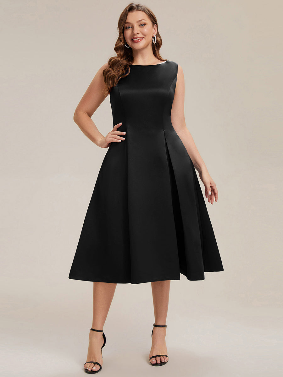 Plus Size Pocket Satin Wedding Guest Dress