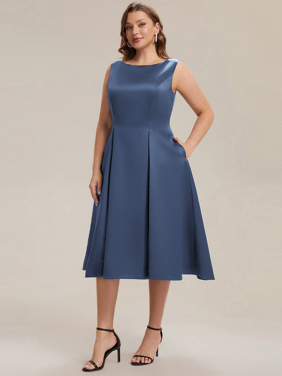 Plus Size Pocket Satin Wedding Guest Dress