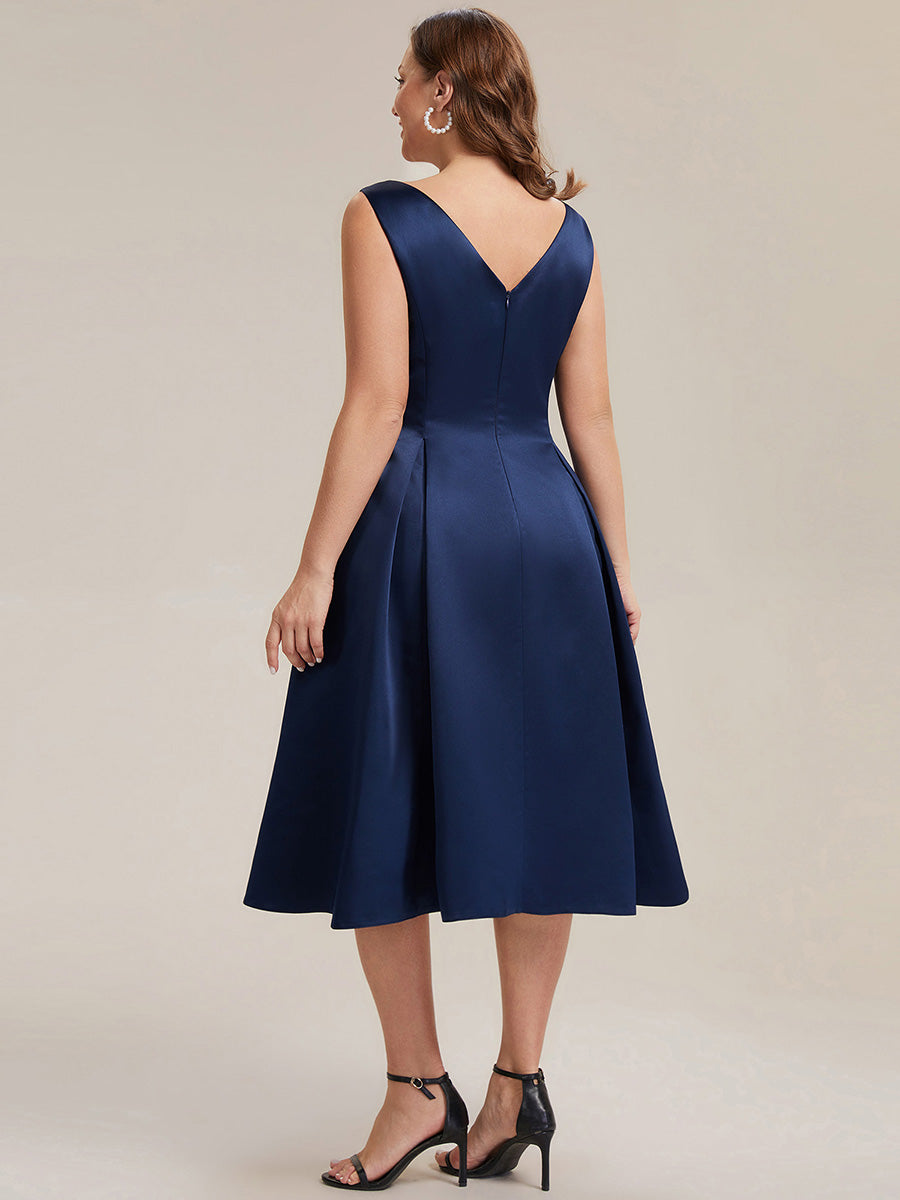 Plus Size Pocket Satin Wedding Guest Dress