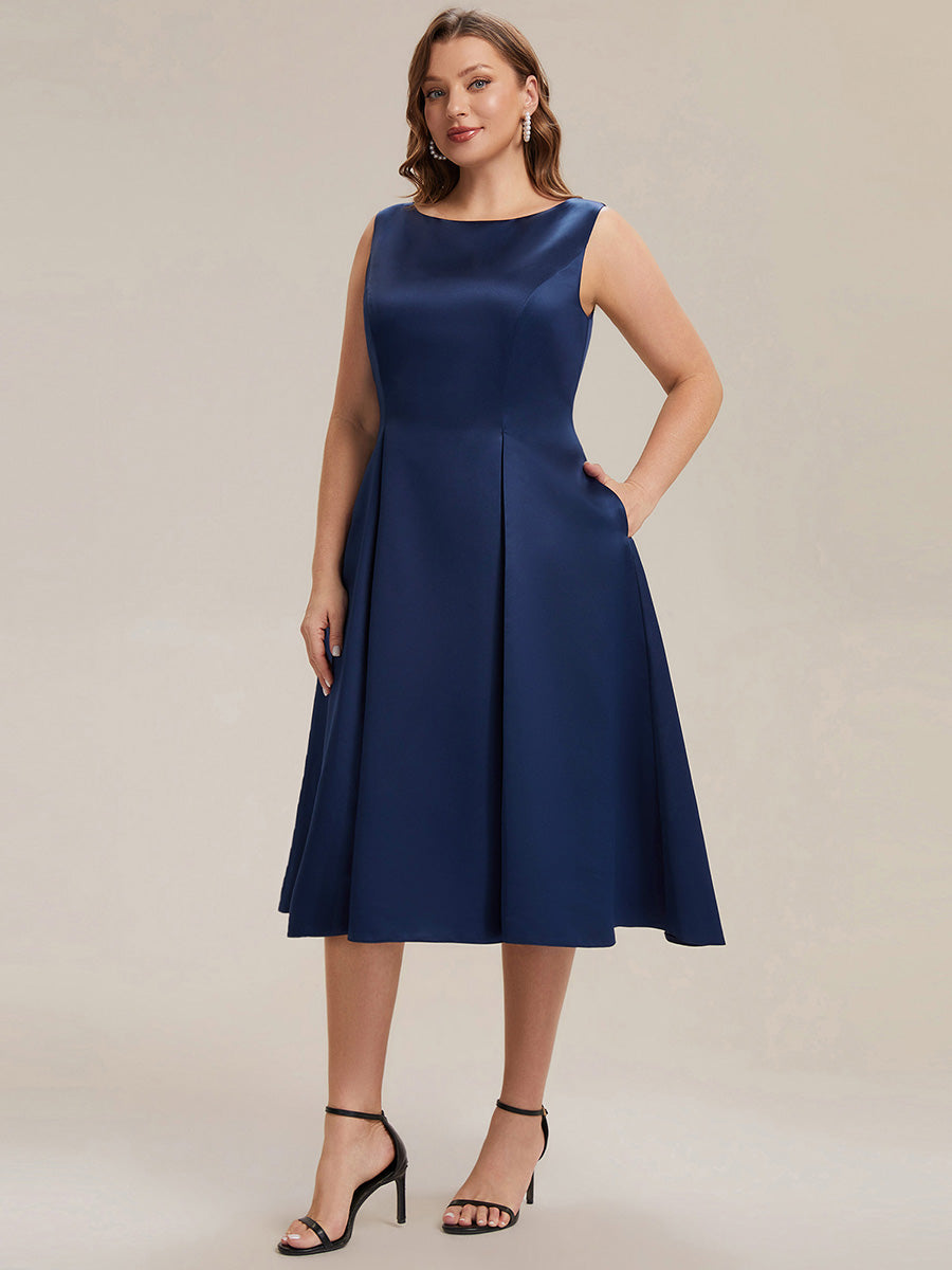 Plus Size Pocket Satin Wedding Guest Dress