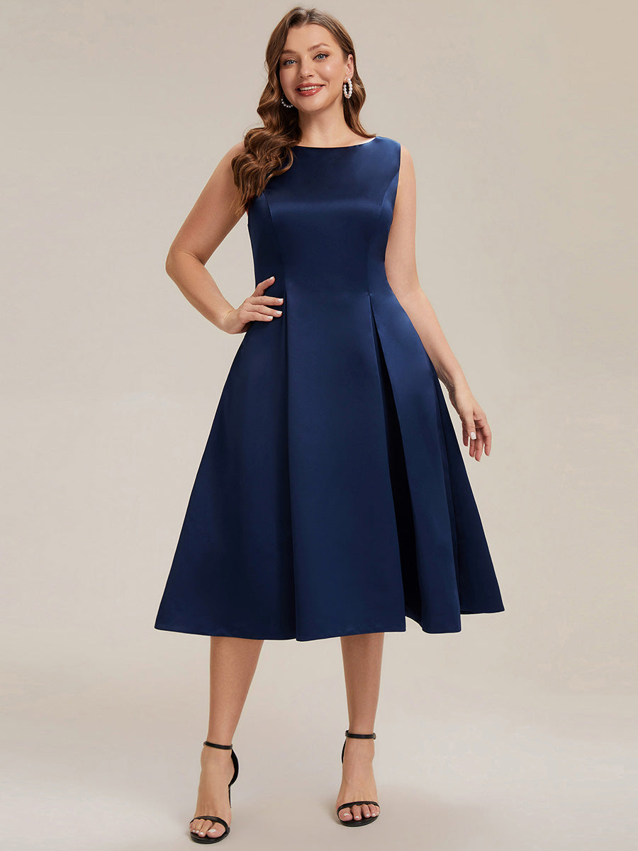 Plus Size Pocket Satin Wedding Guest Dress