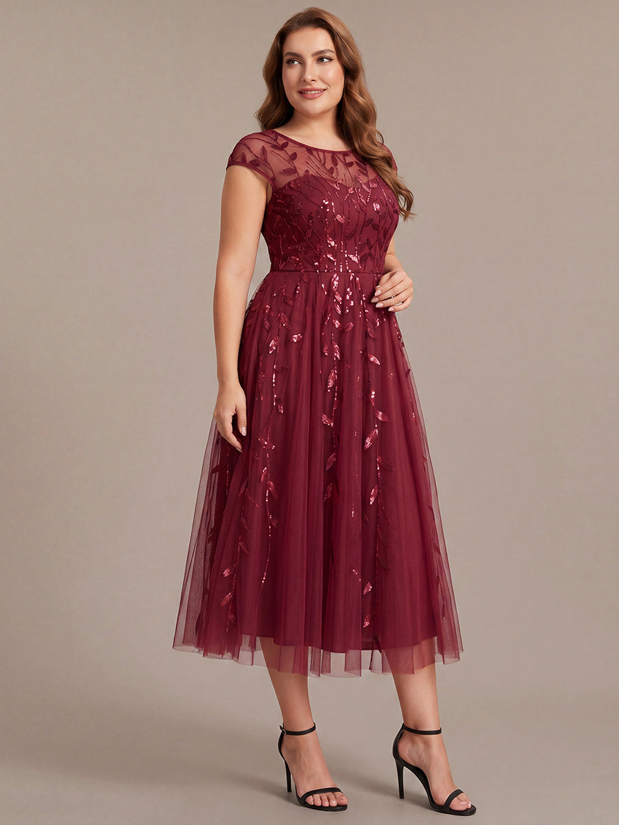 Plus Size See-through Sequin Wedding Guest Dress