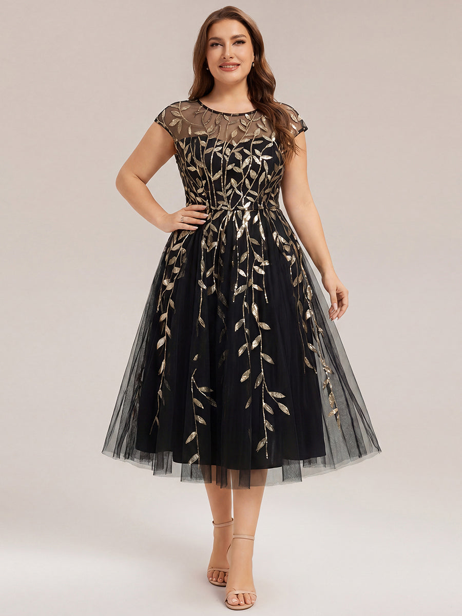 Plus Size See-through Sequin Wedding Guest Dress