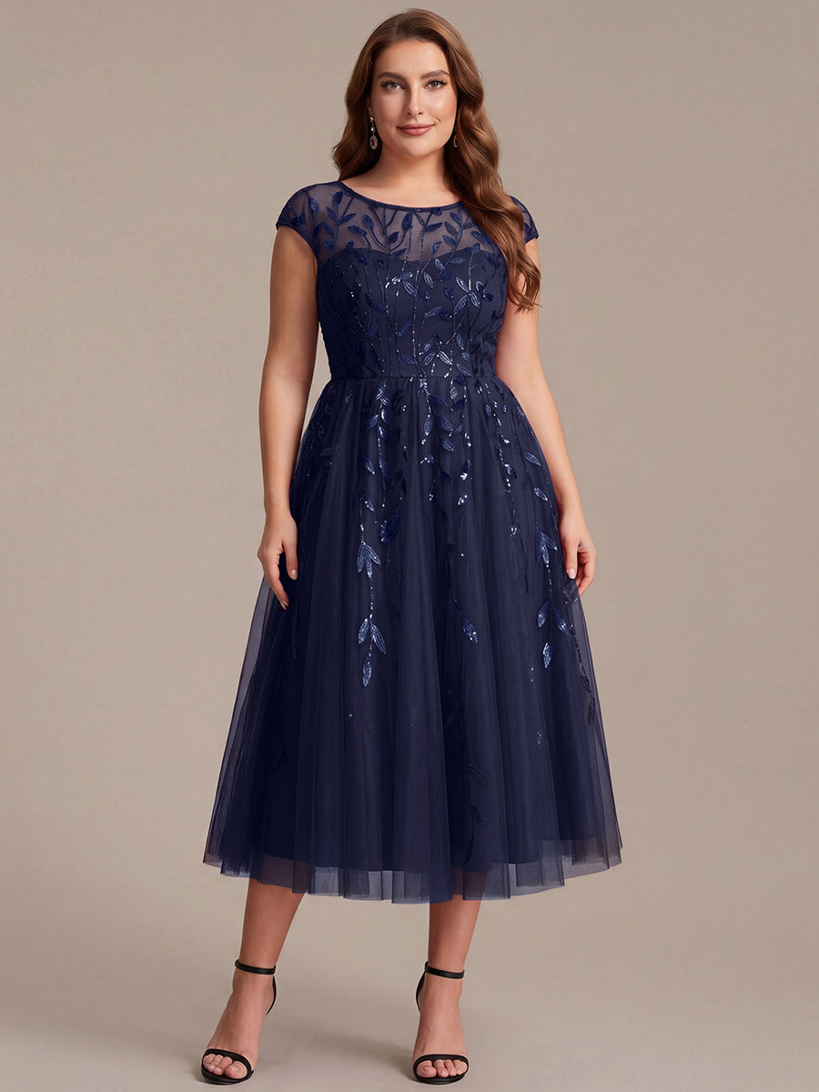 Plus Size See-through Sequin Wedding Guest Dress