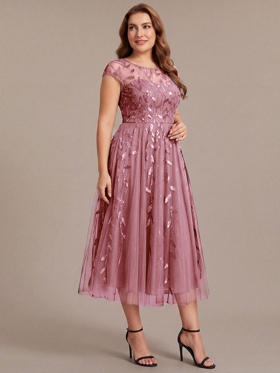 Plus Size See-through Sequin Wedding Guest Dress