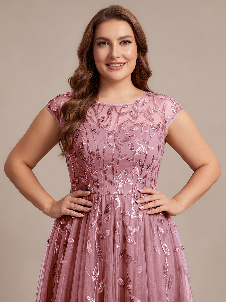 Plus Size See-through Sequin Wedding Guest Dress