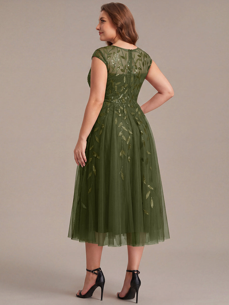 Plus Size See-through Sequin Wedding Guest Dress