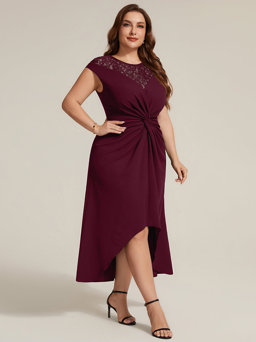 Plus Size Knot Detail High Low Wedding Guest Dress