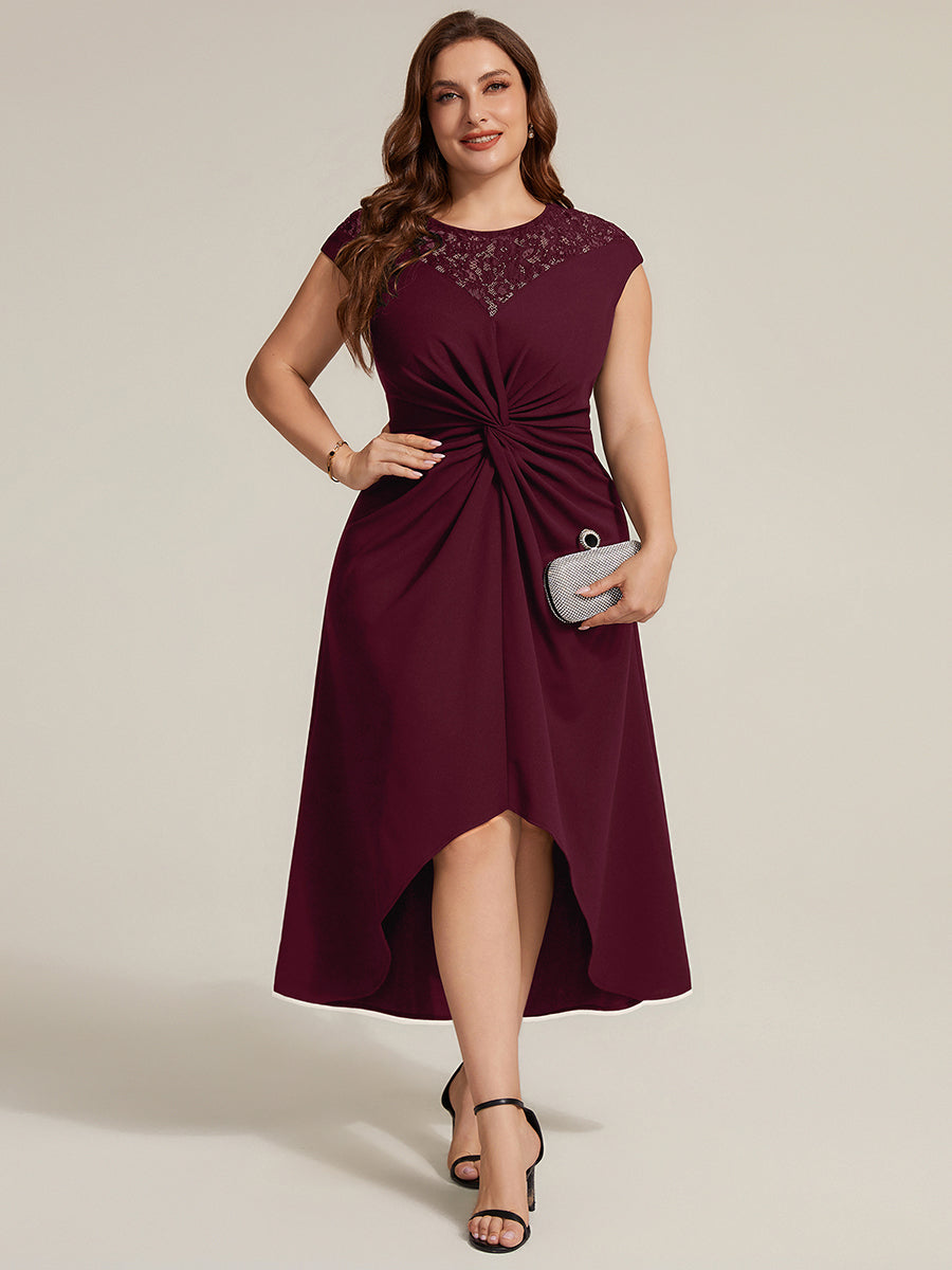 Plus Size Knot Detail High Low Wedding Guest Dress