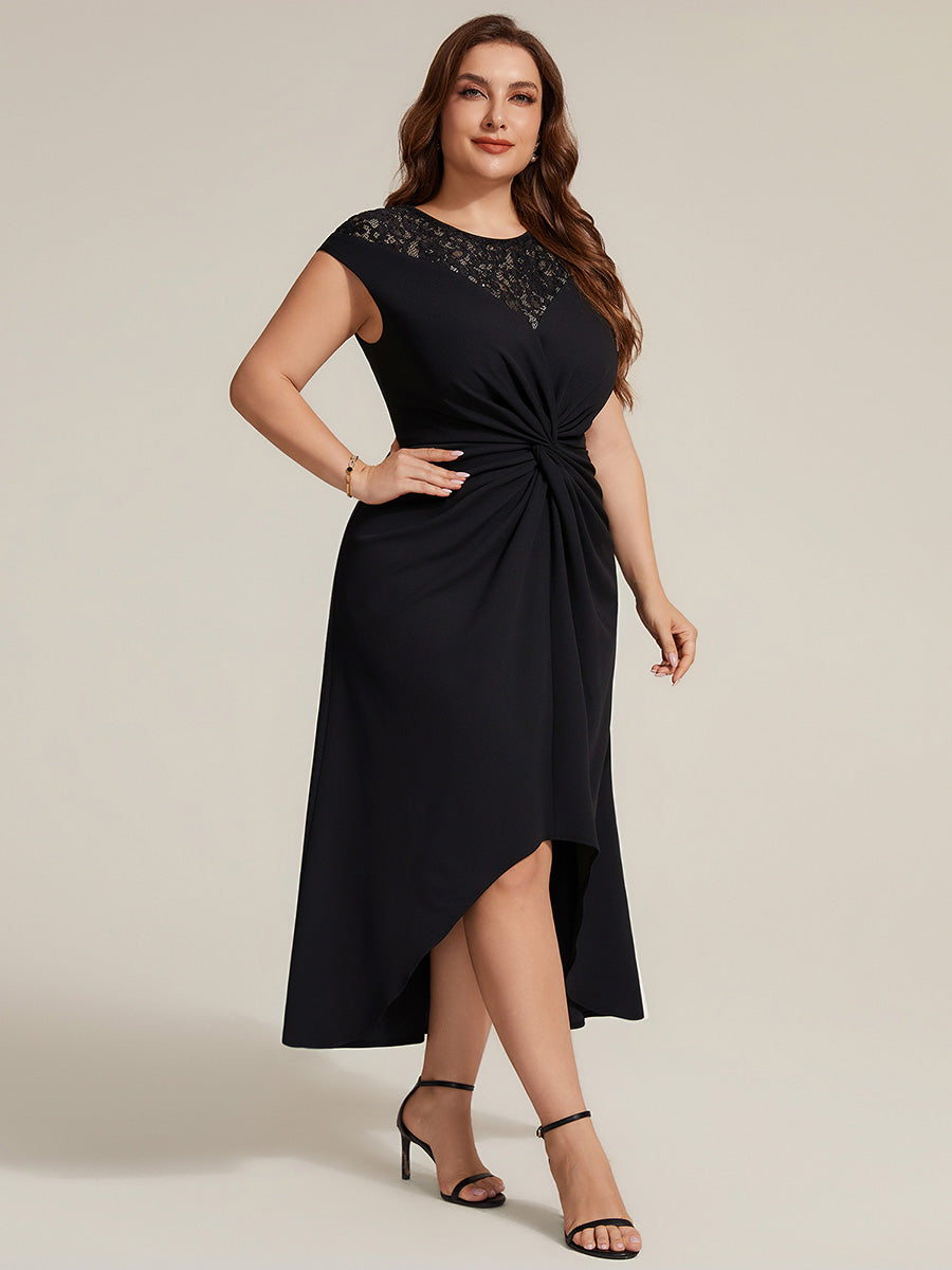 Plus Size Knot Detail High Low Wedding Guest Dress