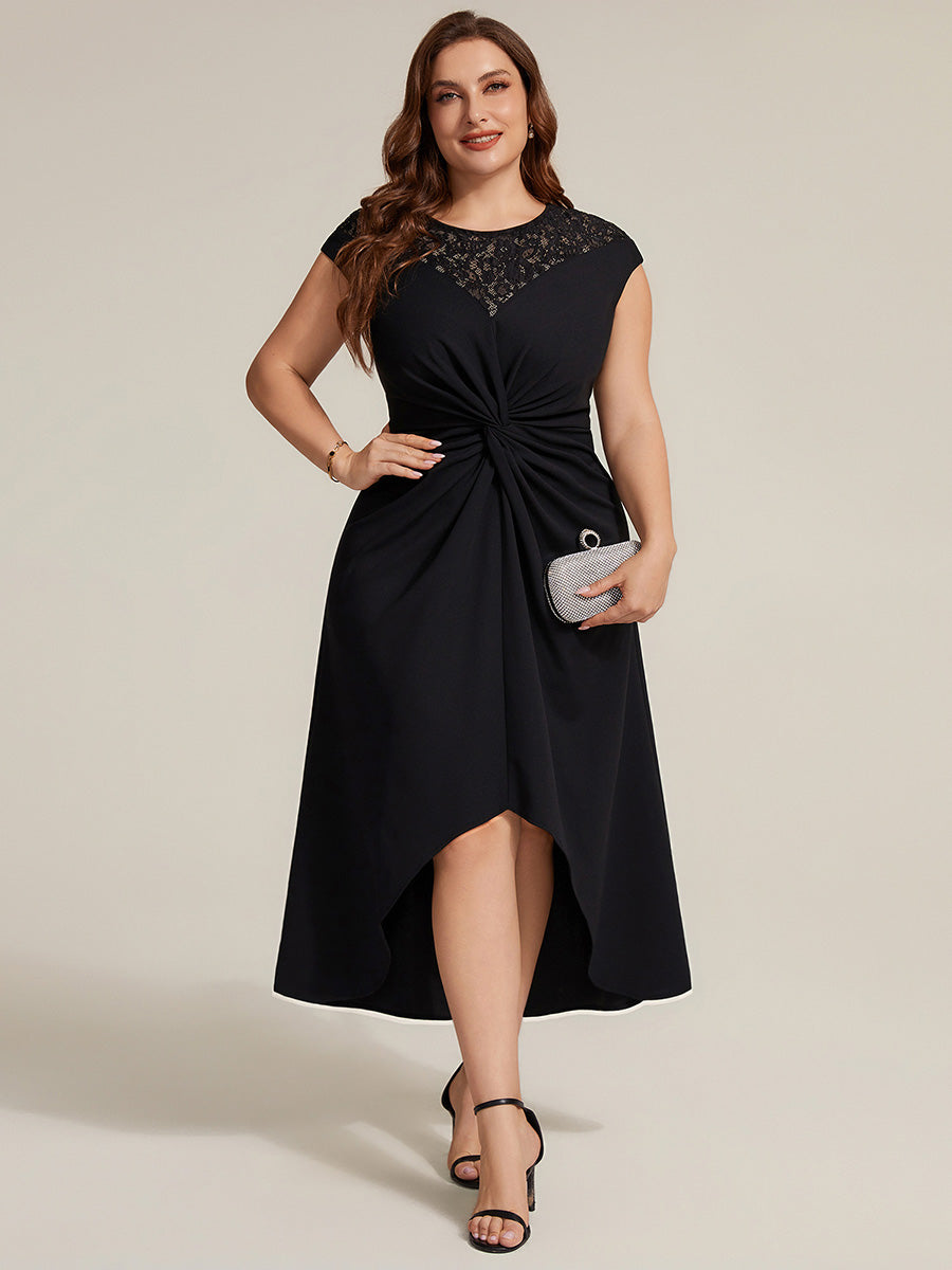 Plus Size Knot Detail High Low Wedding Guest Dress