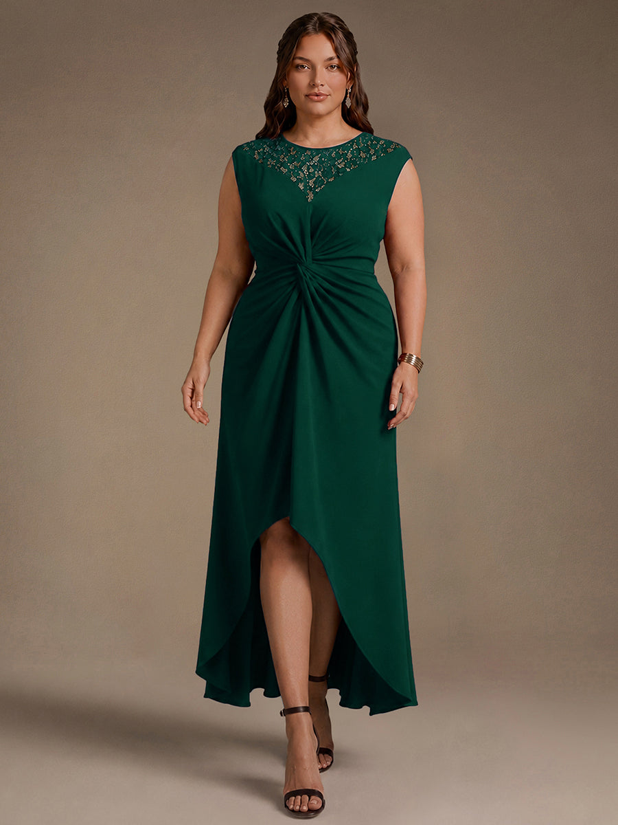 Plus Size Knot Detail High Low Wedding Guest Dress