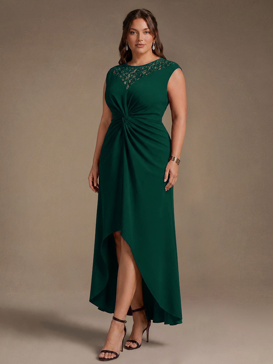 Plus Size Knot Detail High Low Wedding Guest Dress