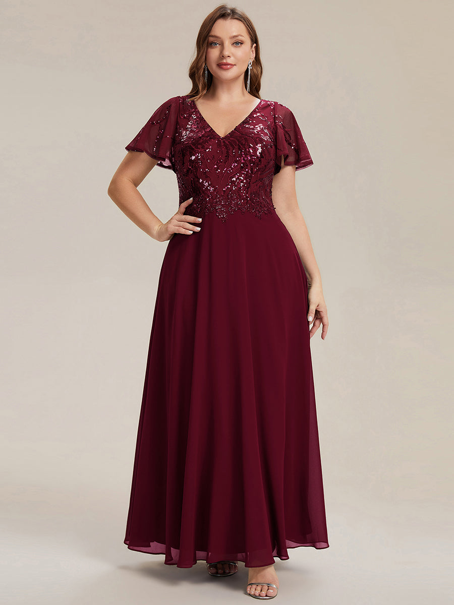 Plus Size Applique Sequin Mother of the Bride Dress