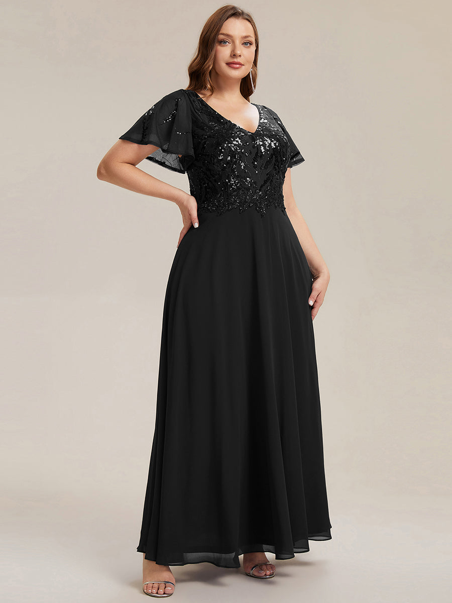 Plus Size Applique Sequin Mother of the Bride Dress
