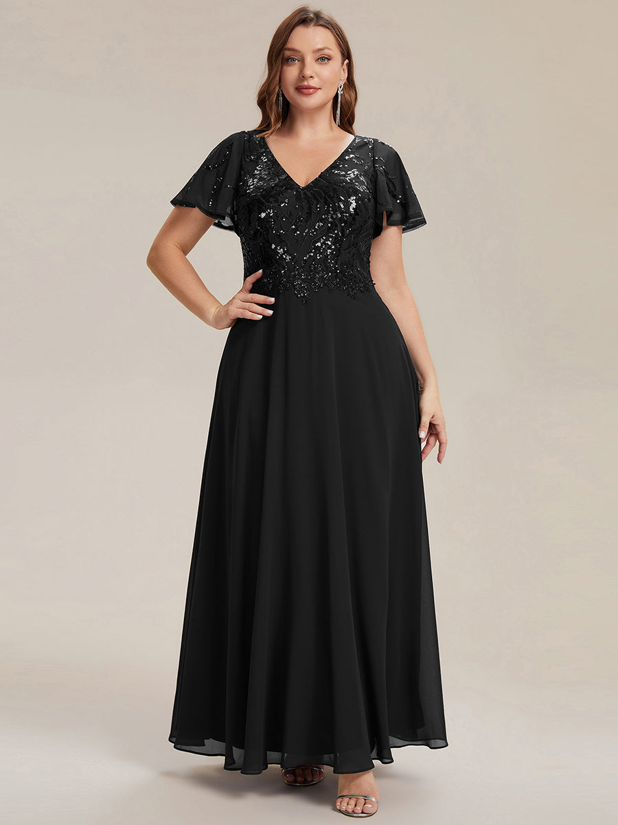 Plus Size Applique Sequin Mother of the Bride Dress
