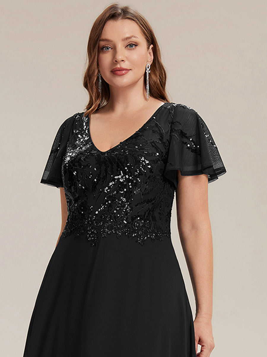 Plus Size Applique Sequin Mother of the Bride Dress