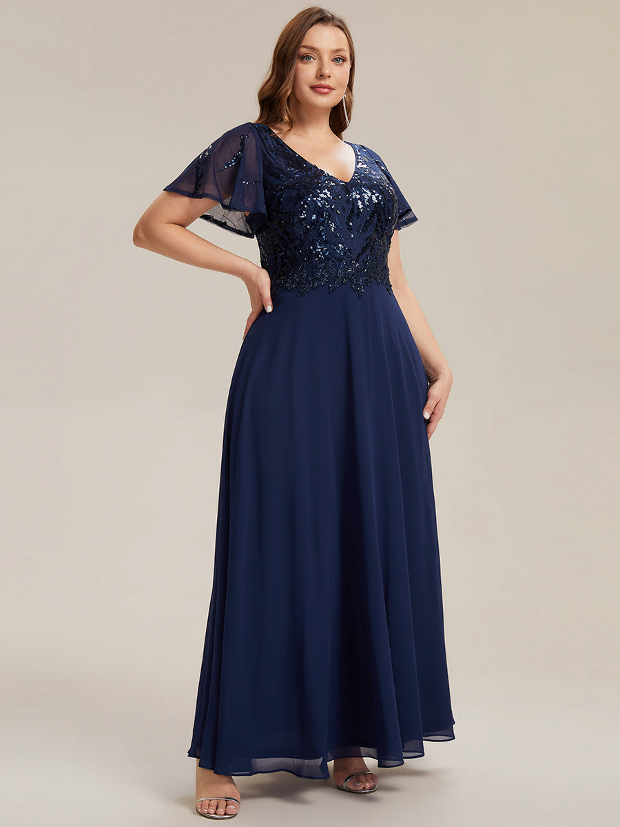 Plus Size Applique Sequin Mother of the Bride Dress