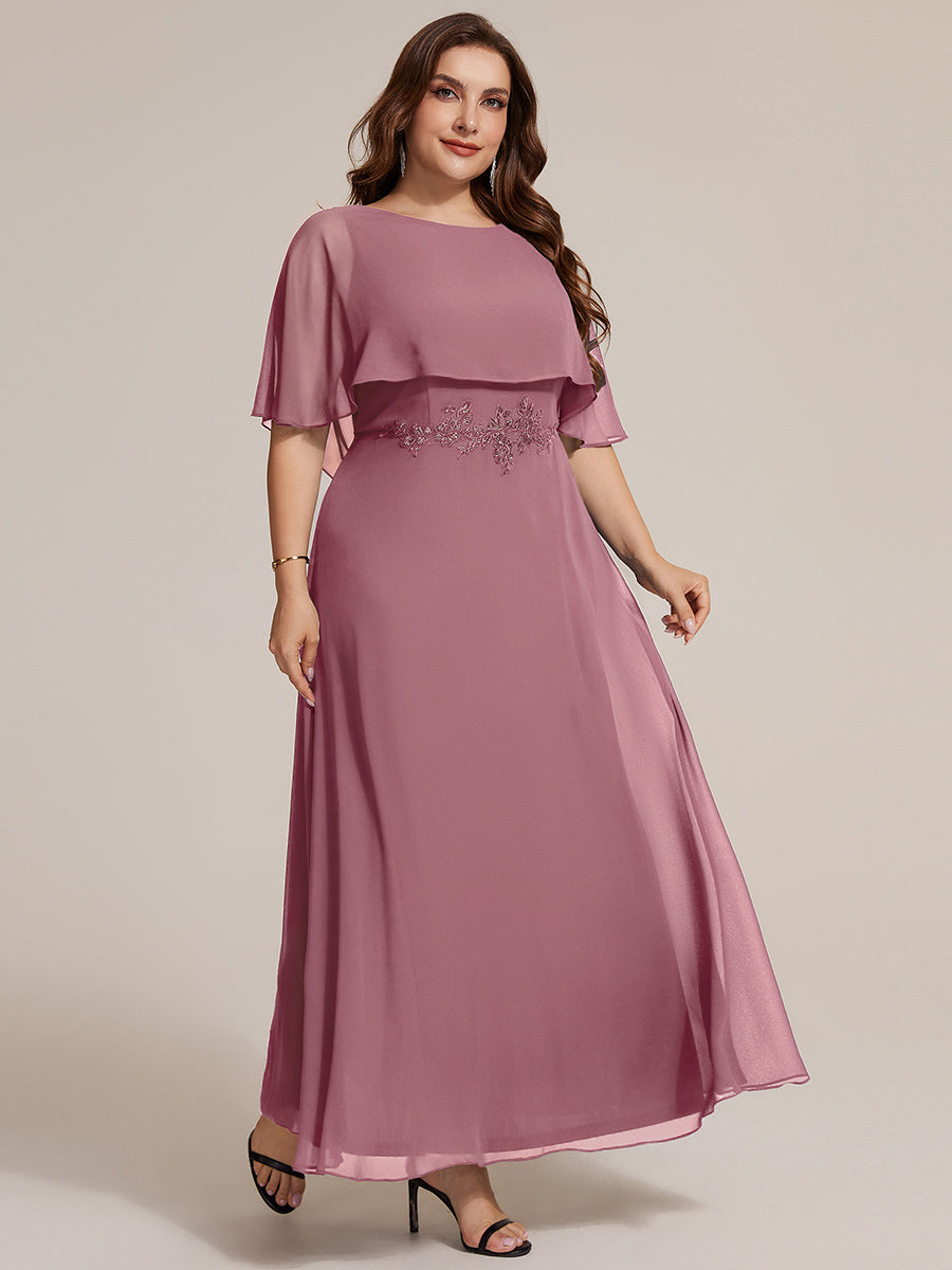 Plus Size Chiffon Cape Sleeve Mother of the Bride Dress