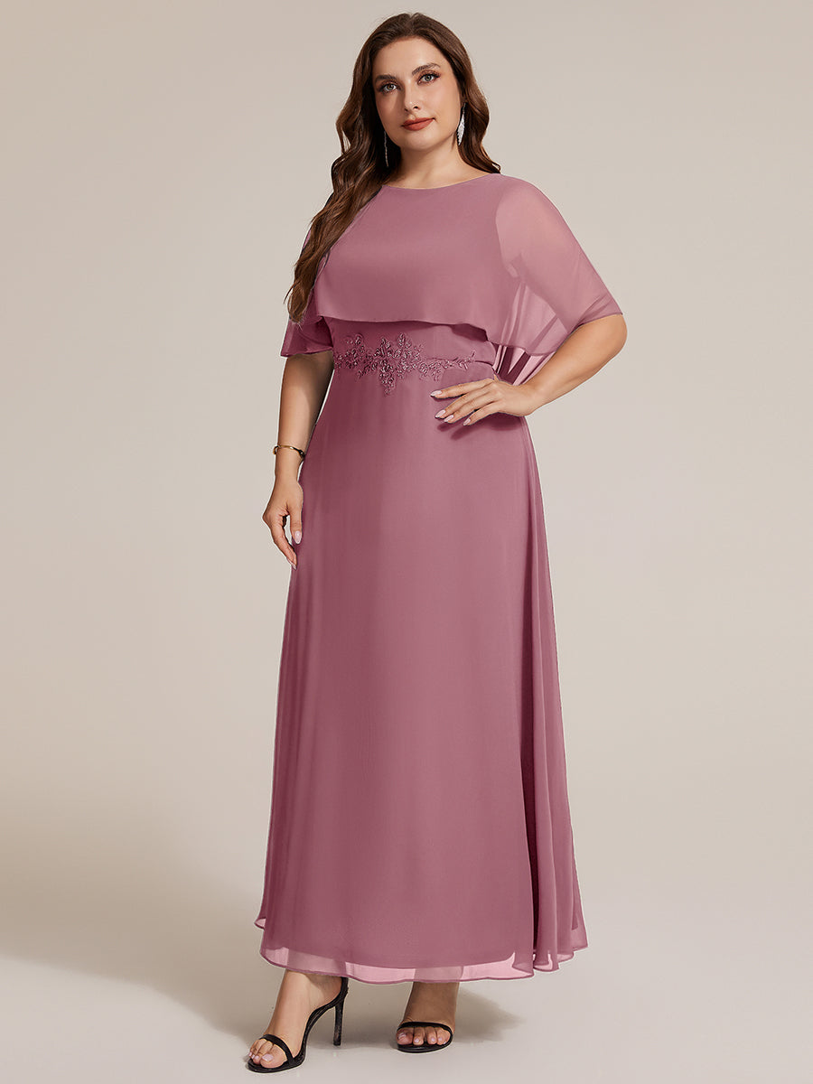 Plus Size Chiffon Cape Sleeve Mother of the Bride Dress