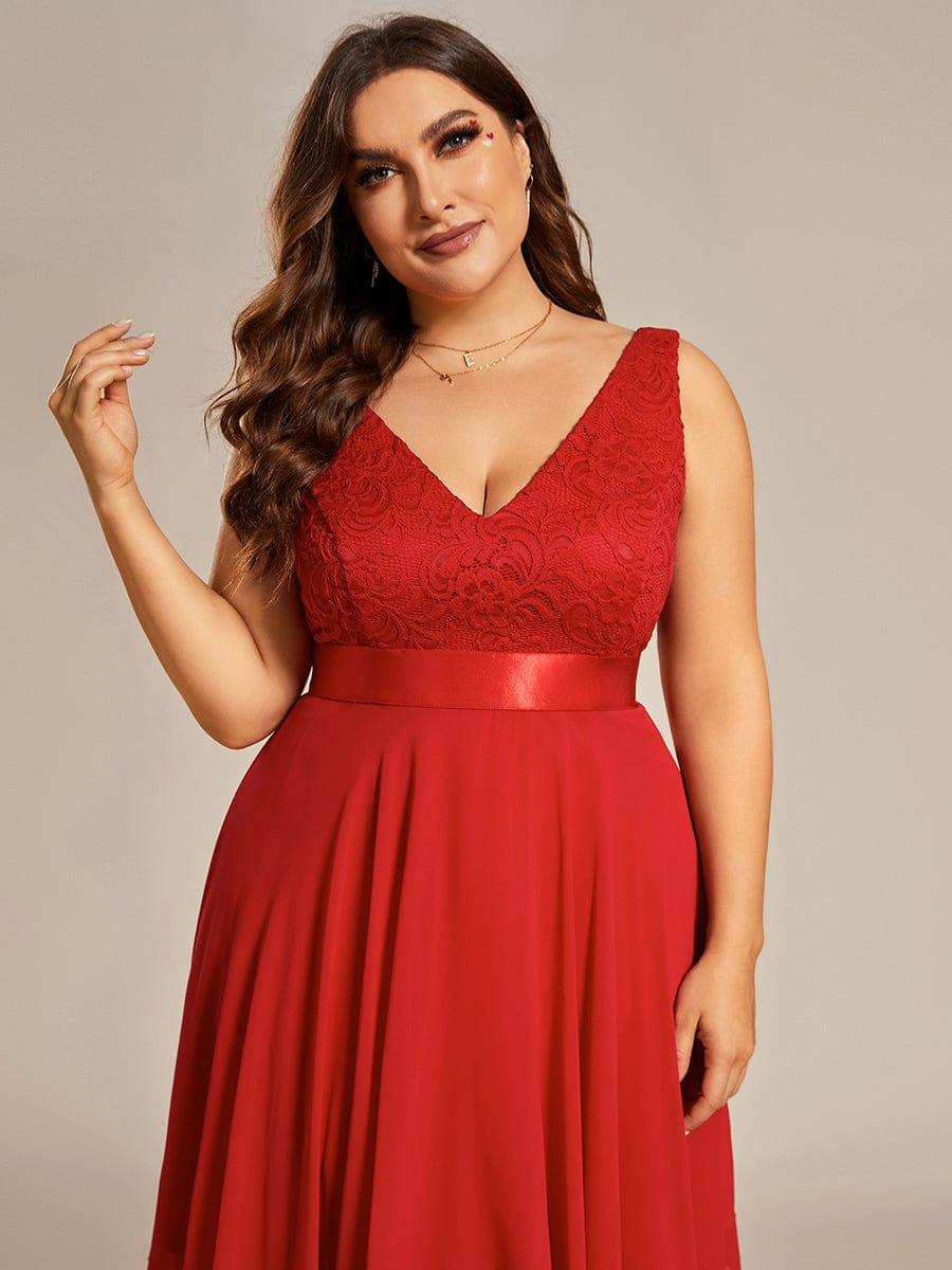 pretty COSTA|Plus Size Stunning V Neck Prom Lace Dress for Women