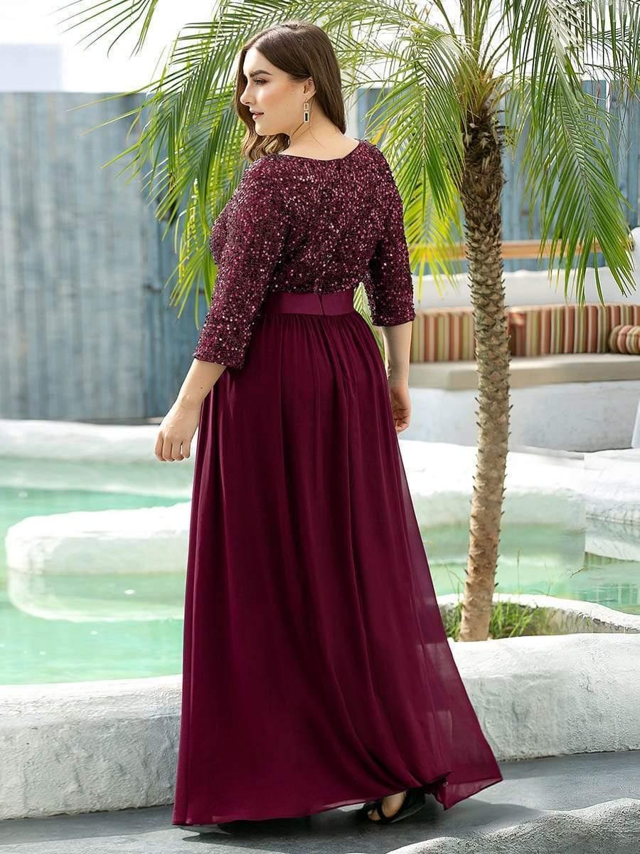 pretty FLORENCE|Plus Size Sequin 3/4 Sleeves Dresses