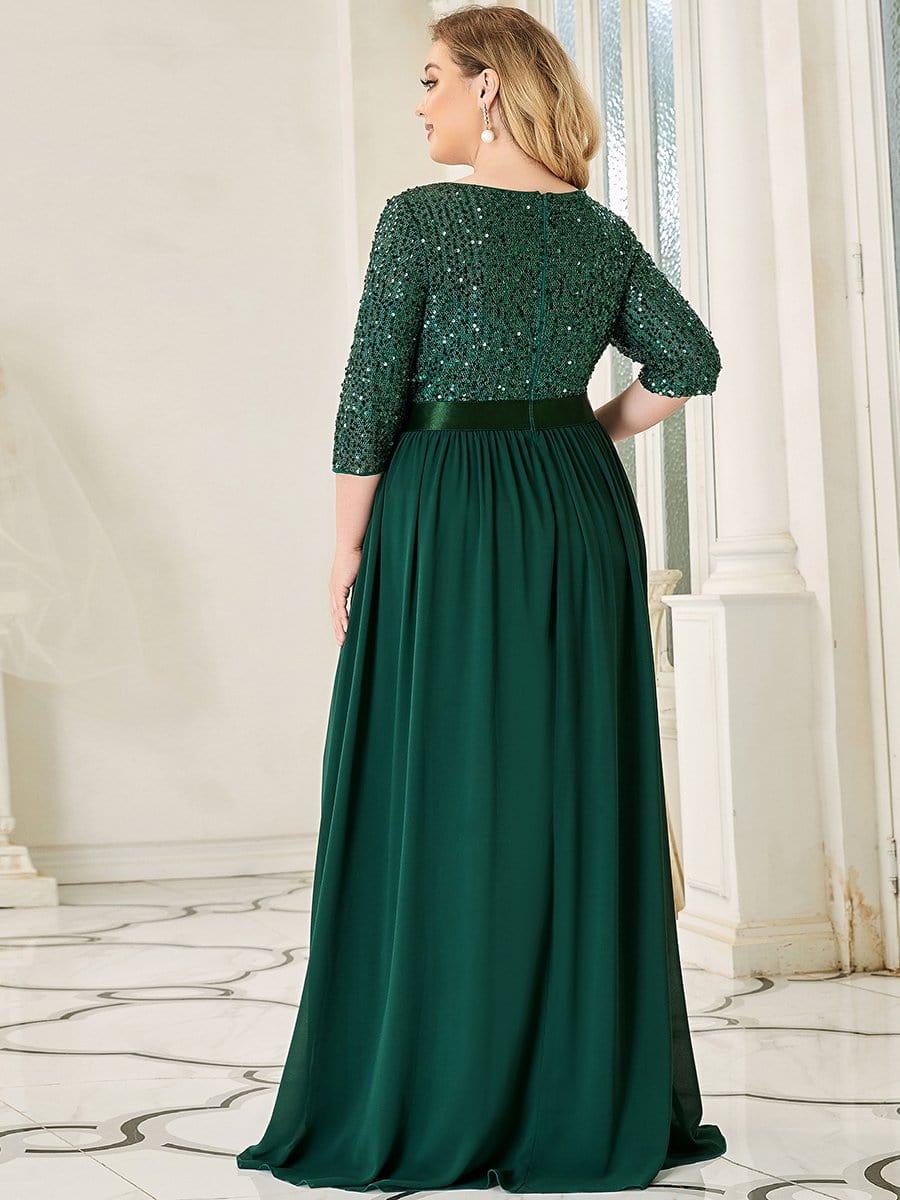 pretty FLORENCE|Plus Size Sequin 3/4 Sleeves Dresses