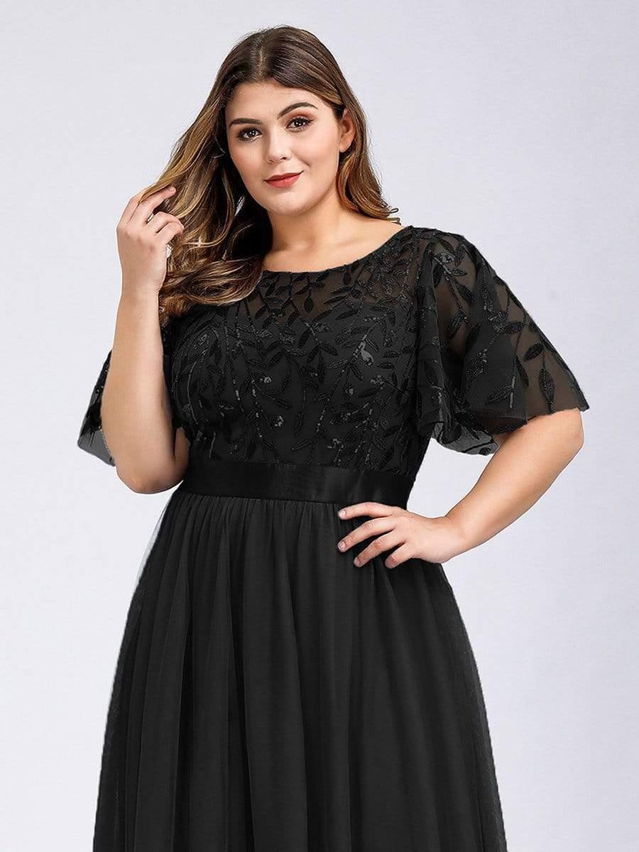 pretty SAPHIR|Plus Size Women's Embroidery Evening Dresses with Short Sleeve