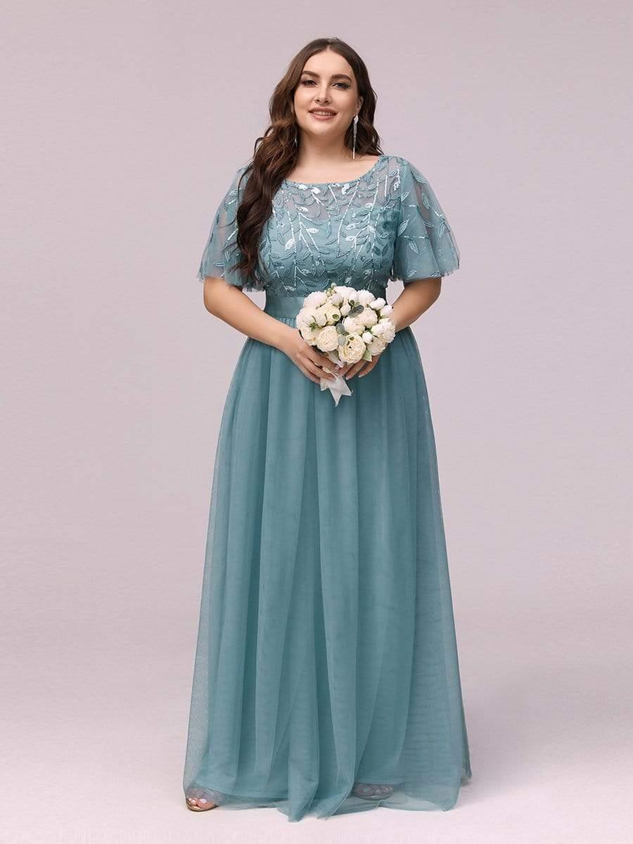 pretty SAPHIR|Plus Size Women's Embroidery Evening Dresses with Short Sleeve