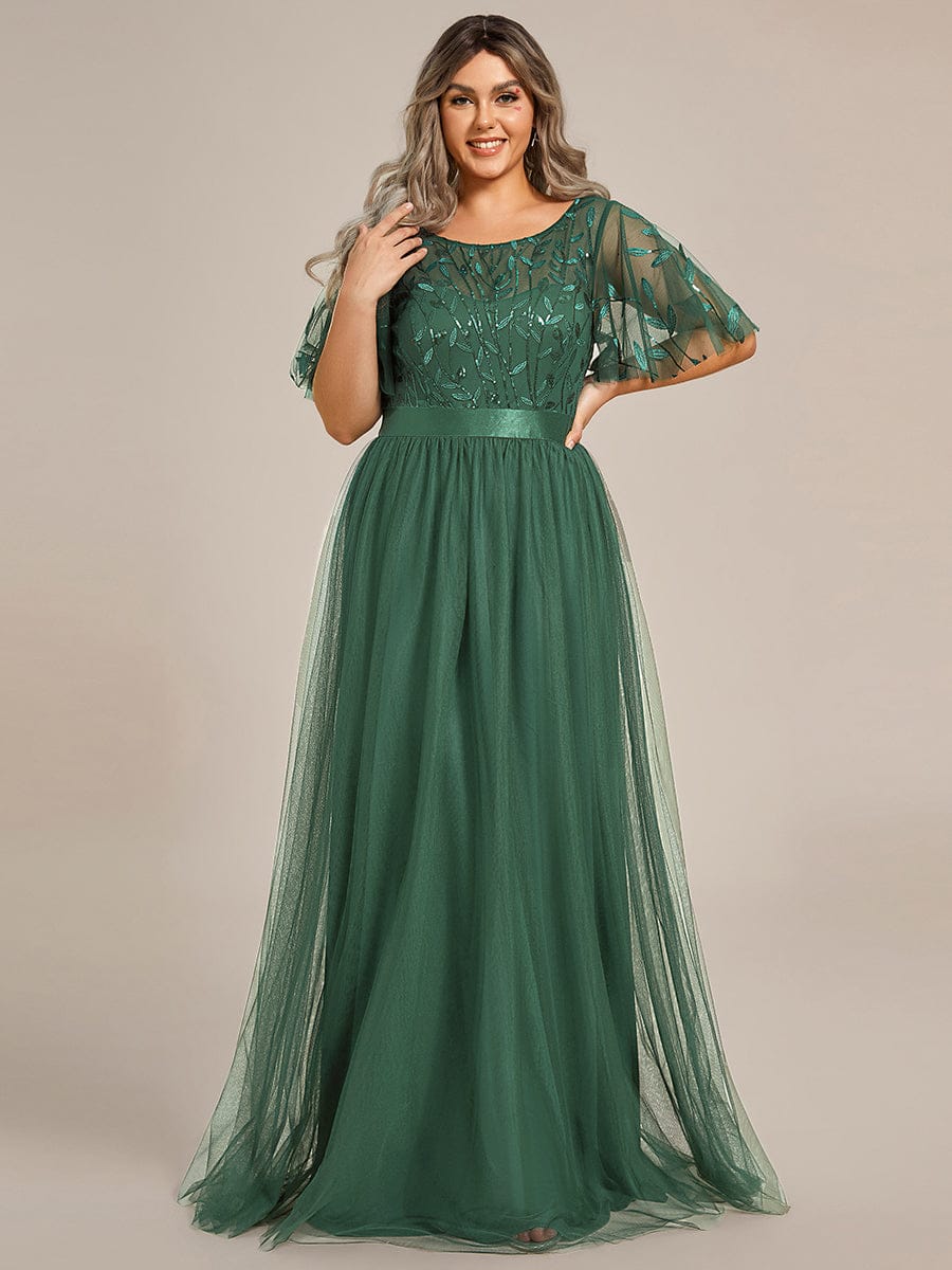pretty SAPHIR|Plus Size Women's Embroidery Evening Dresses with Short Sleeve