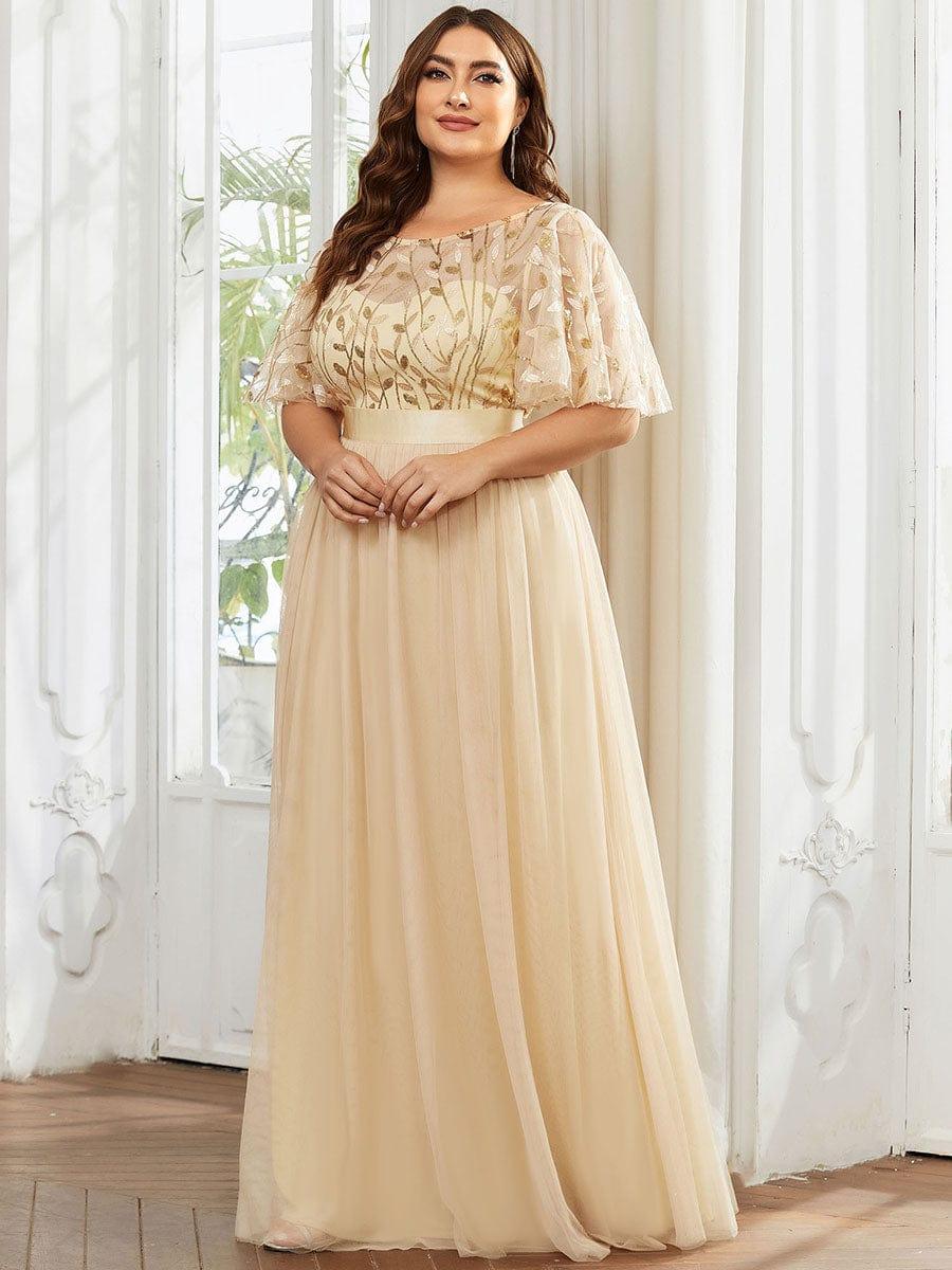 pretty SAPHIR|Plus Size Women's Embroidery Evening Dresses with Short Sleeve