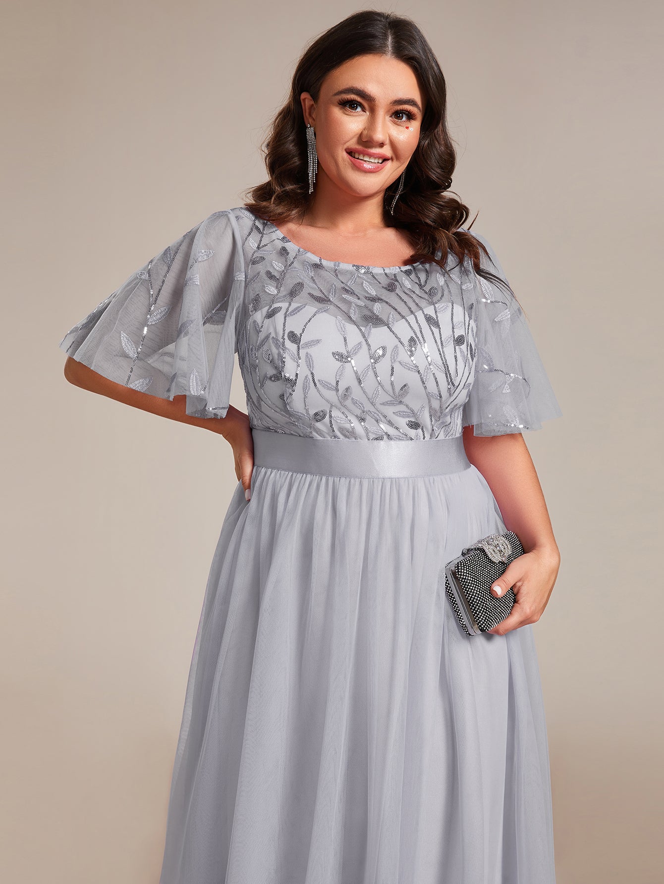 pretty SAPHIR|Plus Size Women's Embroidery Evening Dresses with Short Sleeve
