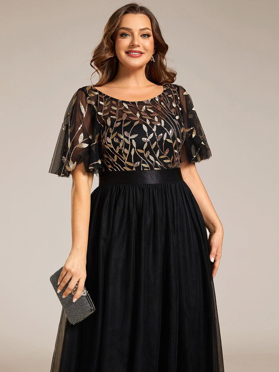 pretty SAPHIR|Plus Size Women's Embroidery Evening Dresses with Short Sleeve