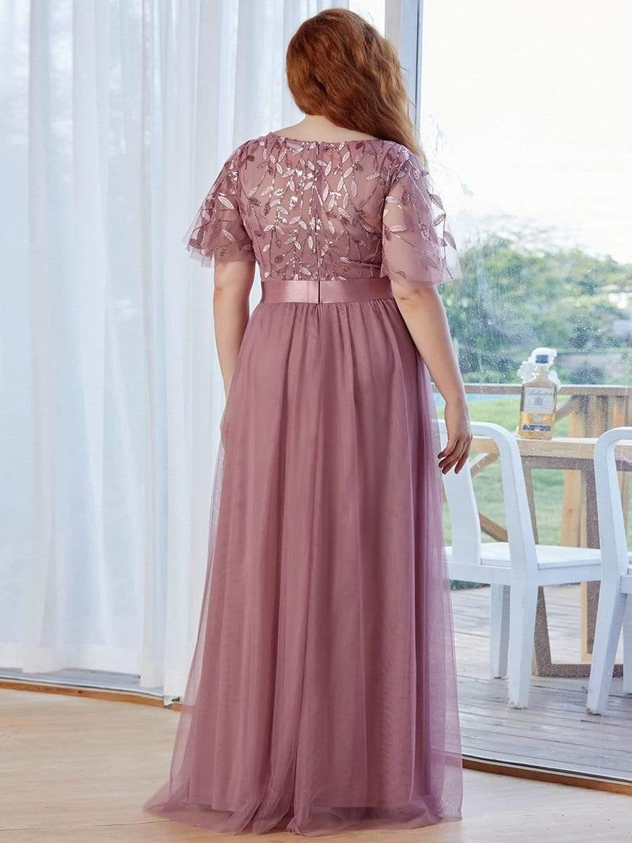pretty SAPHIR|Plus Size Women's Embroidery Evening Dresses with Short Sleeve