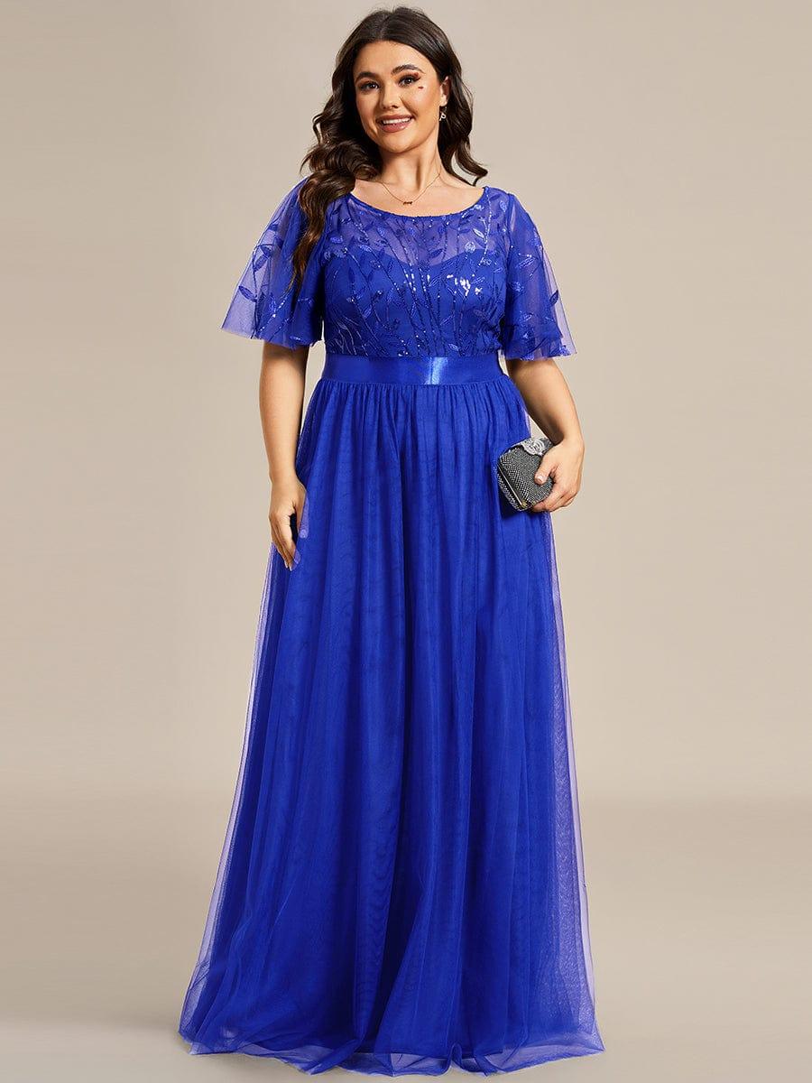 pretty SAPHIR|Plus Size Women's Embroidery Evening Dresses with Short Sleeve
