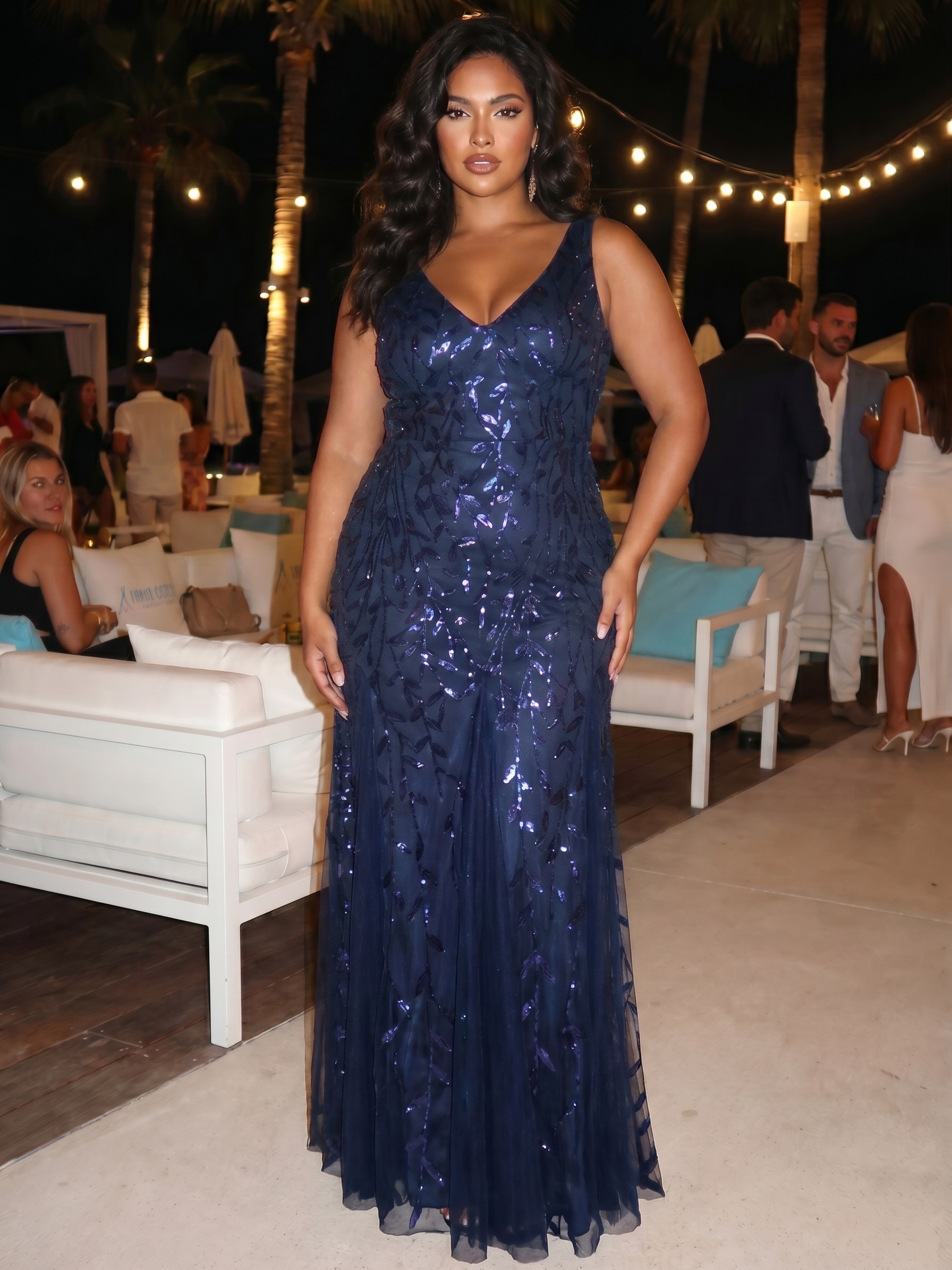 pretty ORIEL|Plus Size Maxi Sequin Formal Dresses & Gowns