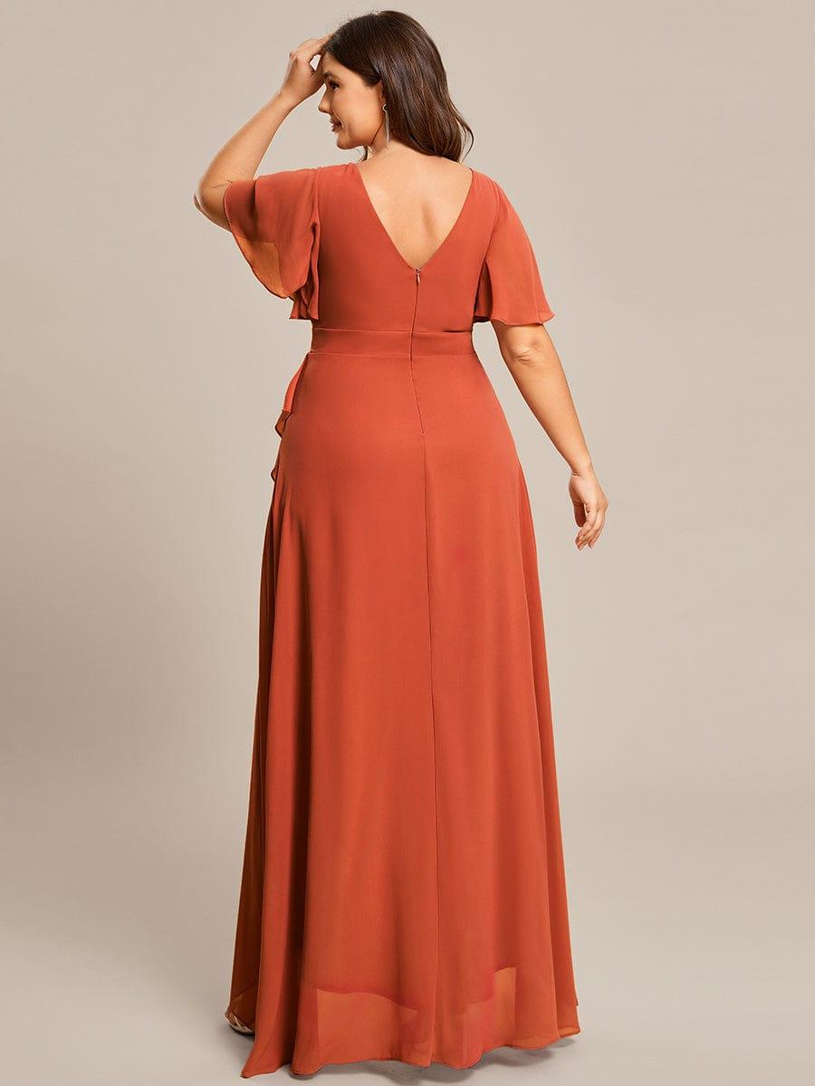 pretty OREE|Plus Size Elegant Lotus Sleeves Chiffon Bridesmaid Dress