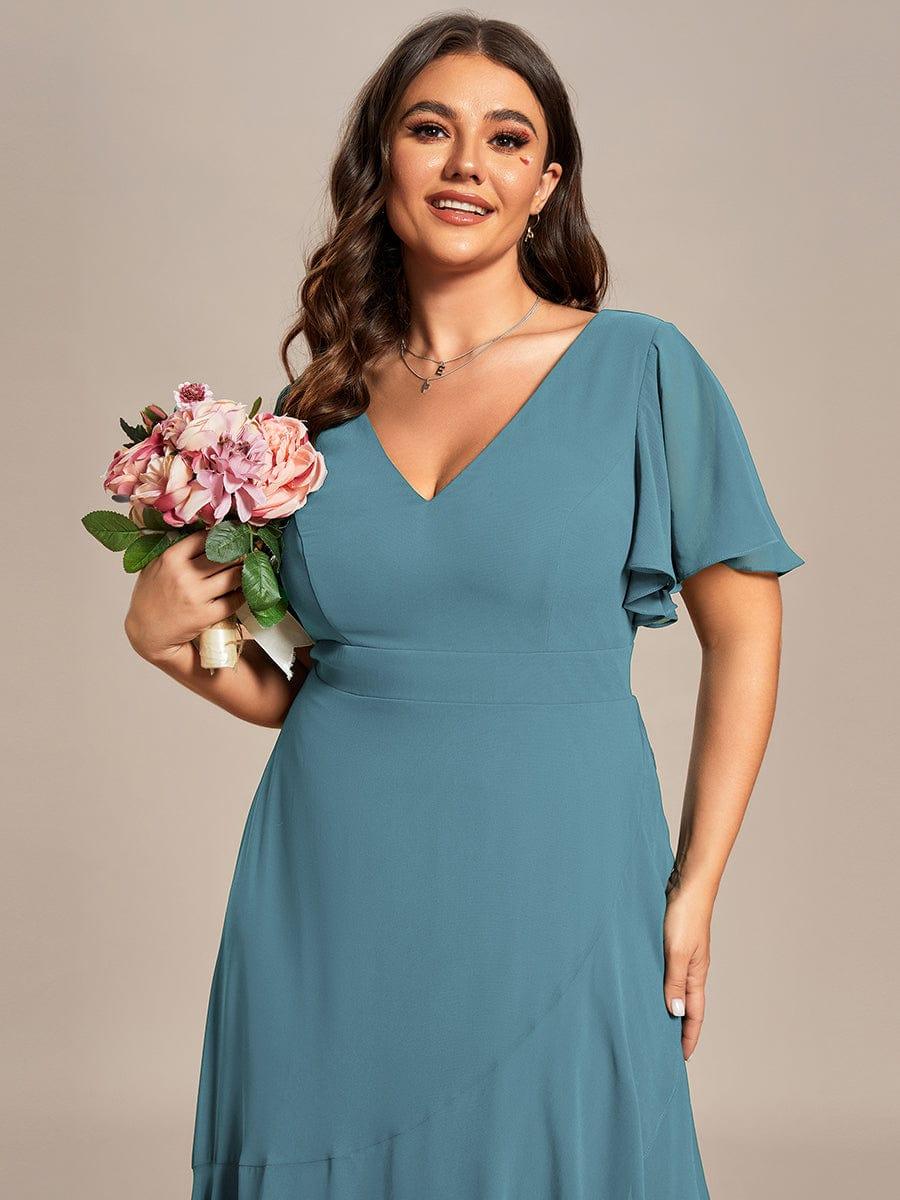 pretty OREE|Plus Size Elegant Lotus Sleeves Chiffon Bridesmaid Dress