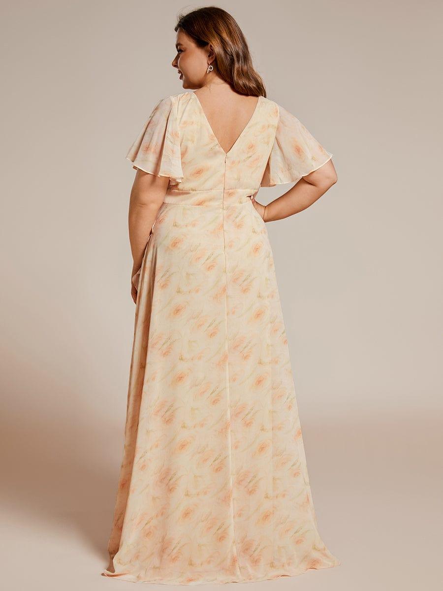 pretty OREE|Plus Size Elegant Lotus Sleeves Chiffon Bridesmaid Dress