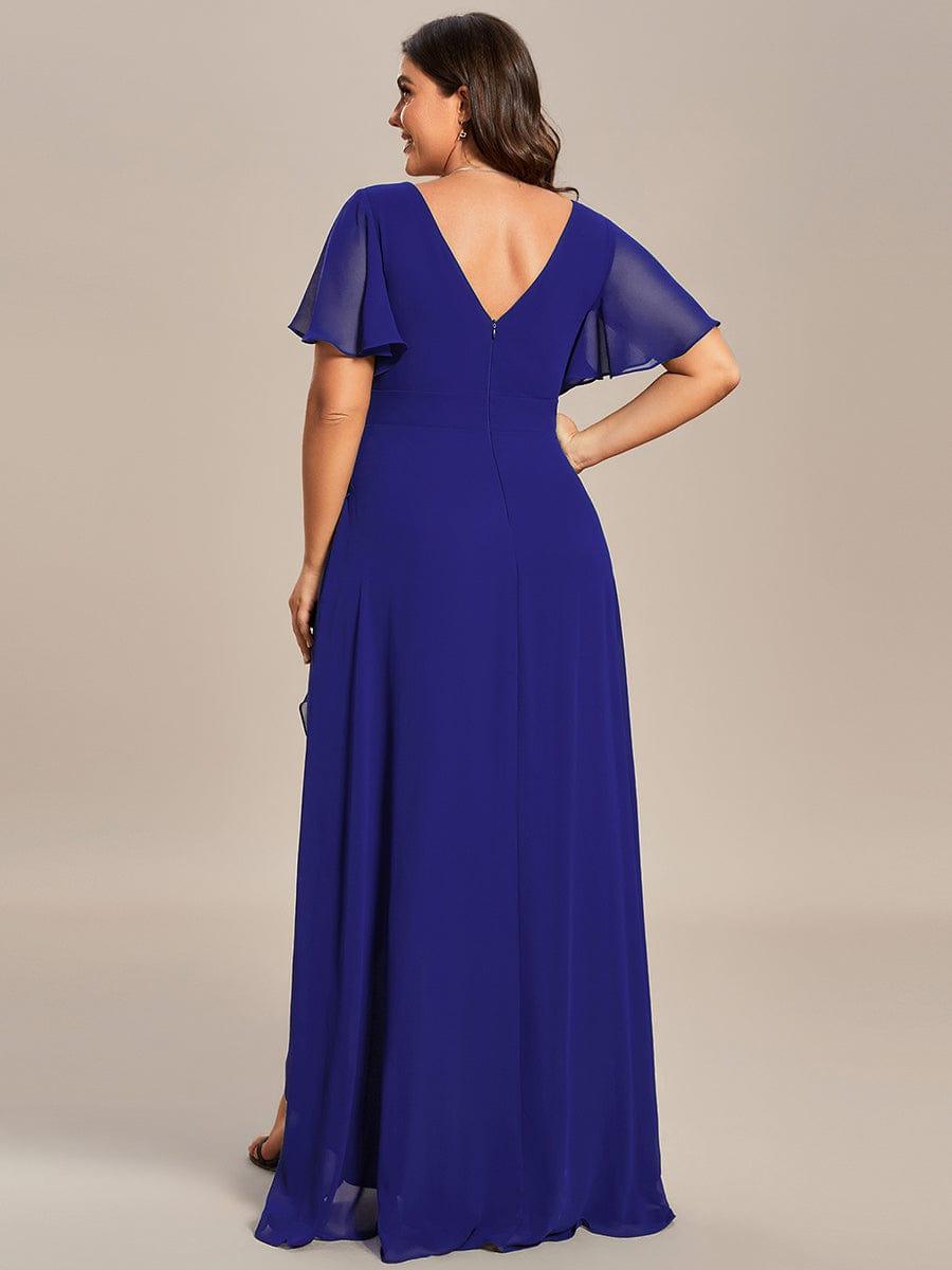 pretty OREE|Plus Size Elegant Lotus Sleeves Chiffon Bridesmaid Dress