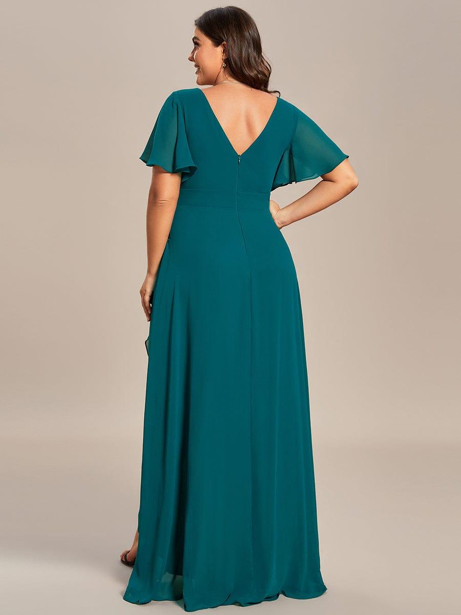 pretty OREE|Plus Size Elegant Lotus Sleeves Chiffon Bridesmaid Dress