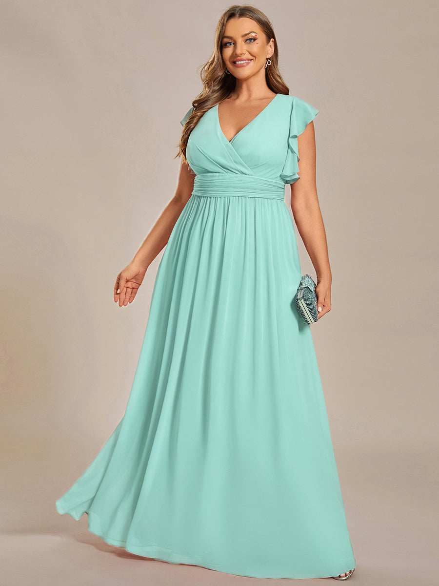pretty LILYANA|Plus Size Chiffon Pleated A-Line Back Cutout Bridesmaid Dress